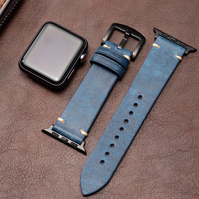Straplix Modern Leather Band for Apple Watch – Sleek Genuine Leather Strap Compatible with 40mm 41mm 42mm 44mm 45mm 46mm 49mm