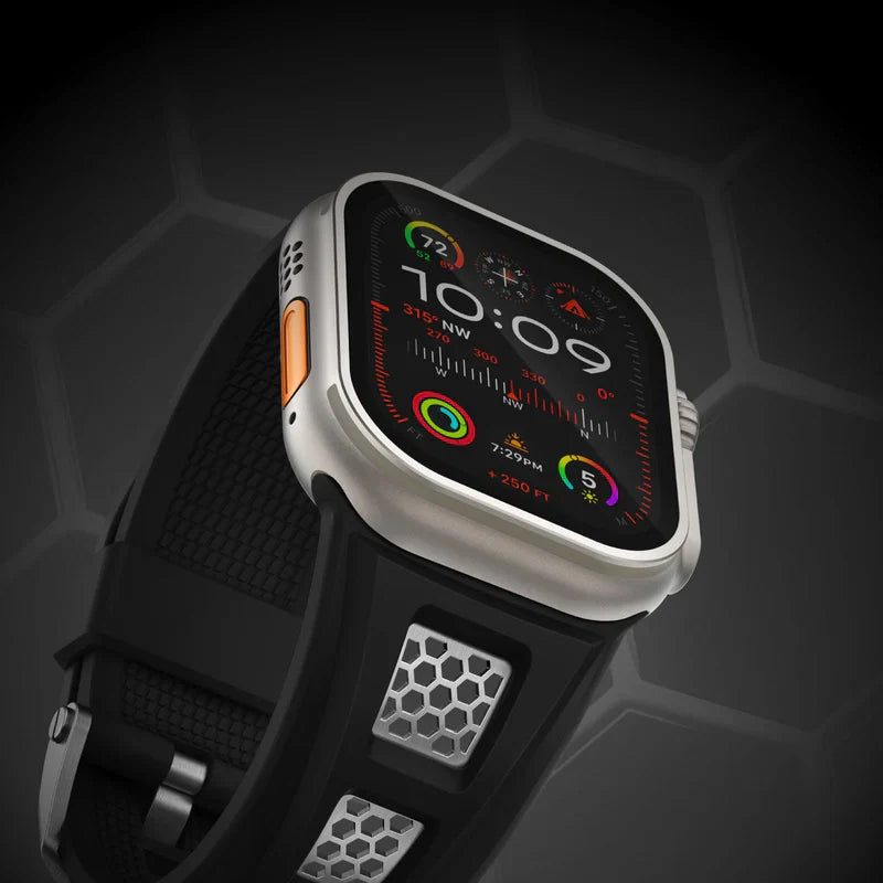 Straplix Grid Rugged Silicone Band for Apple Watch – Durable Sport Strap Compatible with 44mm 45mm 46mm 49mm