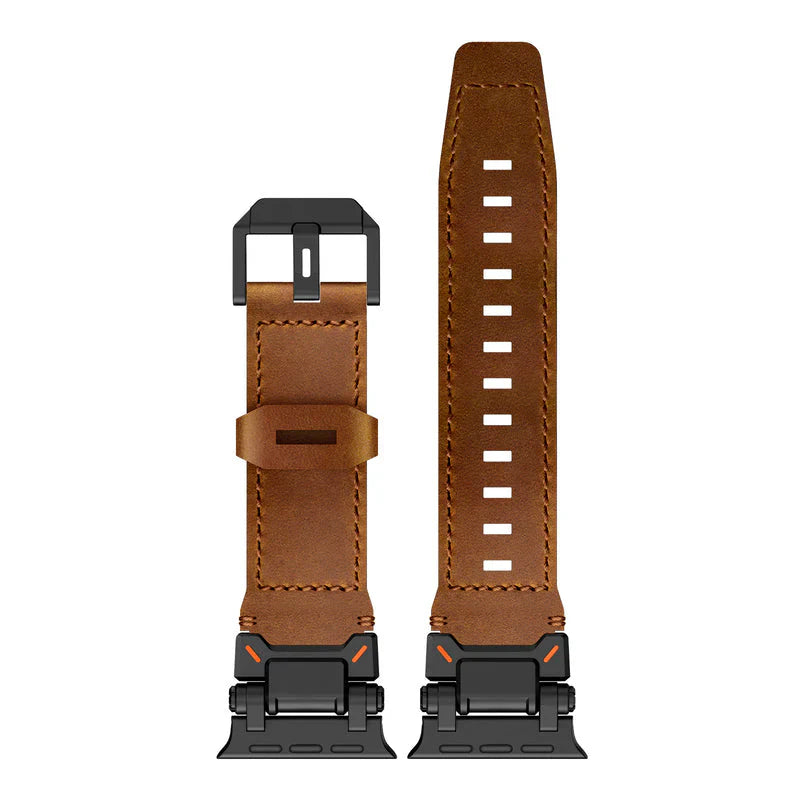 Straplix Explorer Crazy Horse Leather Band for Apple Watch – Vintage Full-Grain Strap Compatible with 44mm 45mm 46mm 49mm