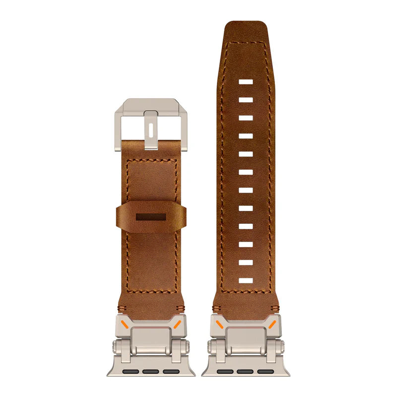 Straplix Explorer Crazy Horse Leather Band for Apple Watch – Vintage Full-Grain Strap Compatible with 44mm 45mm 46mm 49mm