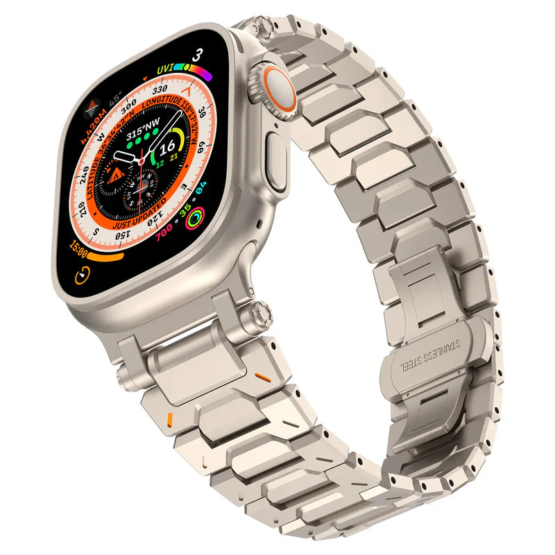 Straplix Explorer Stainless Steel Band for Apple Watch – Rugged Metal Strap Compatible with 44mm 45mm 46mm 49mm