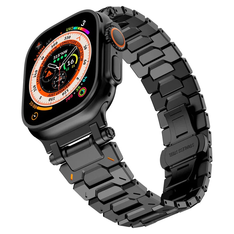 Straplix Explorer Stainless Steel Band for Apple Watch – Rugged Metal Strap Compatible with 44mm 45mm 46mm 49mm