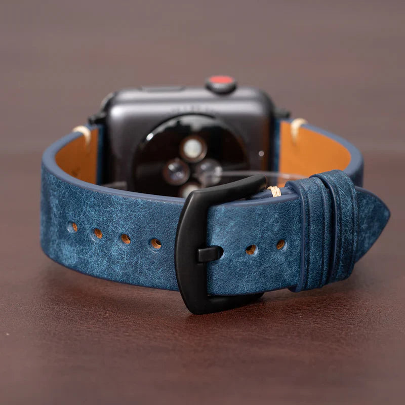 Straplix Modern Leather Band for Apple Watch – Sleek Genuine Leather Strap Compatible with 40mm 41mm 42mm 44mm 45mm 46mm 49mm