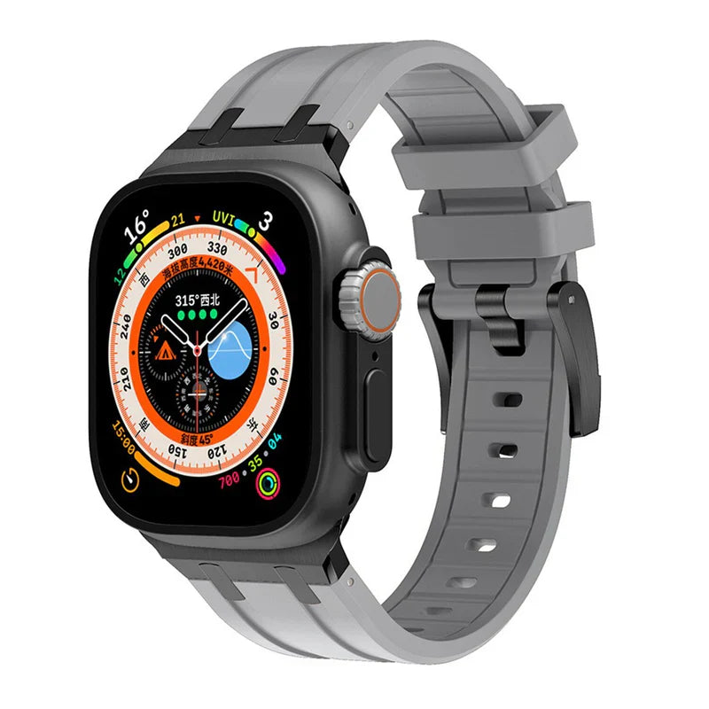 Luxury AP Mod Silicone Band Compatible with Apple Watch – Premium Strap for Series 1–9 & Ultra