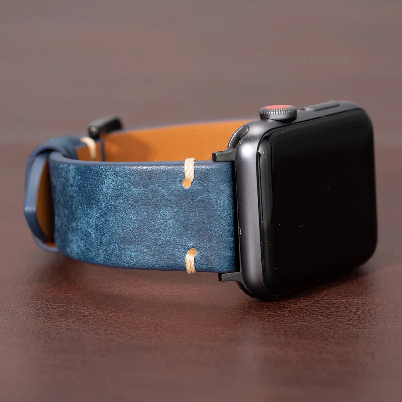 Straplix Modern Leather Band for Apple Watch – Sleek Genuine Leather Strap Compatible with 40mm 41mm 42mm 44mm 45mm 46mm 49mm
