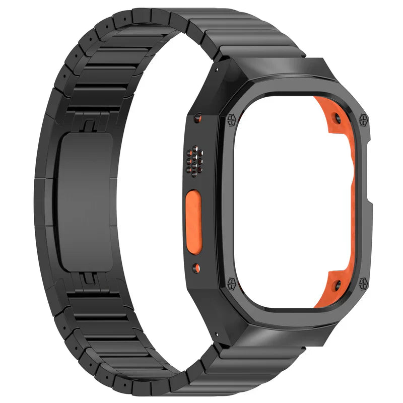 Straplix Stainless Steel Band with Case for Apple Watch Ultra – All-in-One Rugged Metal Strap & Protective Cover for 49mm