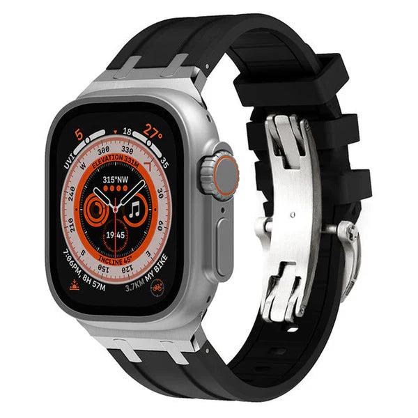 Thick Silicone Band with Titanium Adapter Compatible with Apple Watch – Rugged Strap for Series 1–9 & Ultra