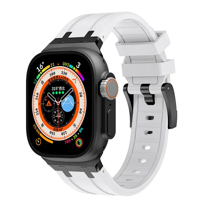 Luxury AP Mod Silicone Band Compatible with Apple Watch – Premium Strap for Series 1–9 & Ultra