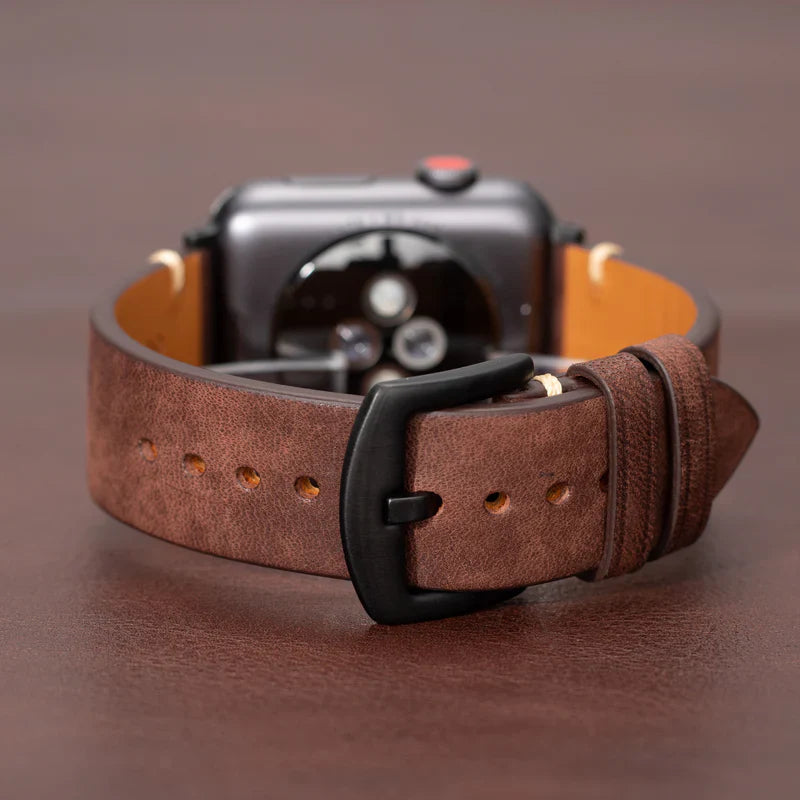 Straplix Modern Leather Band for Apple Watch – Sleek Genuine Leather Strap Compatible with 40mm 41mm 42mm 44mm 45mm 46mm 49mm
