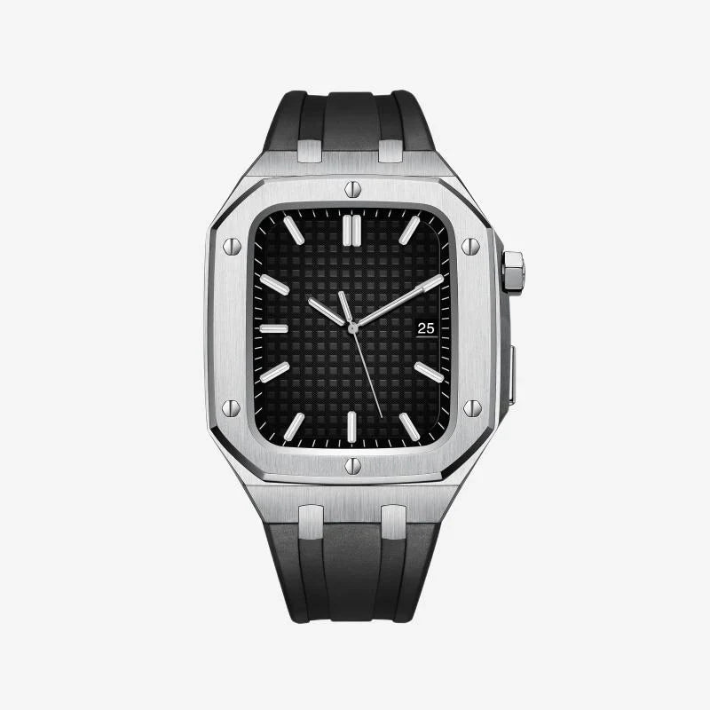Straplix AP9006 Silicone Band with Stainless Steel Case for Apple Watch – Sport Retrofit Kit Compatible with 44mm 45mm