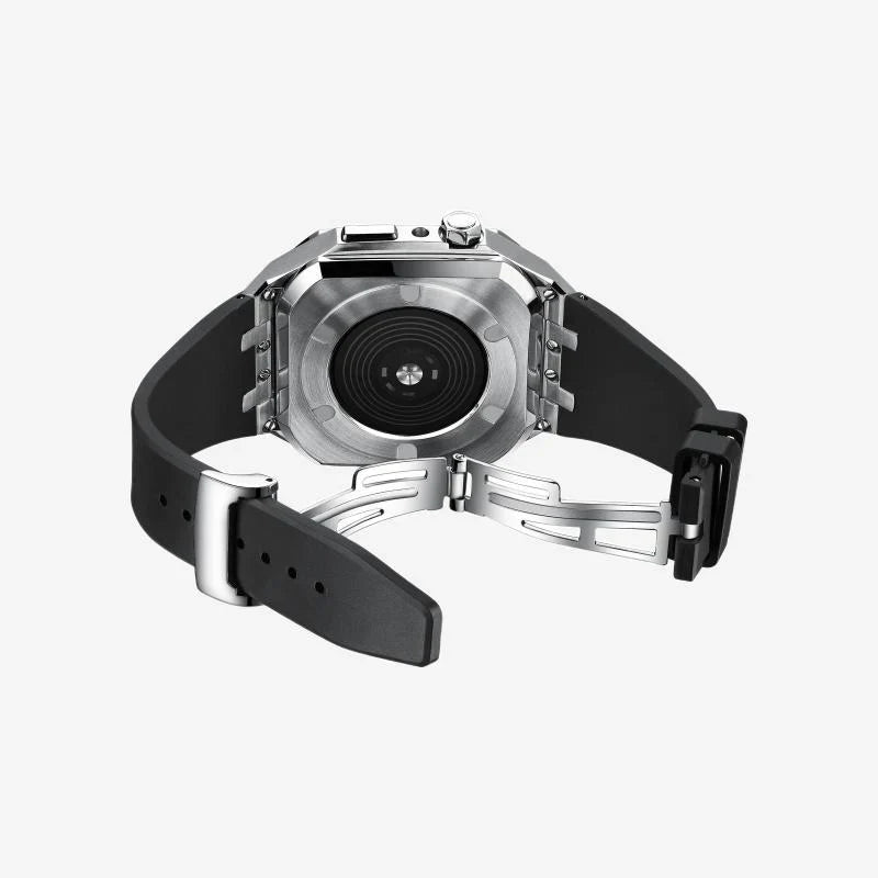 Straplix AP9006 Silicone Band with Stainless Steel Case for Apple Watch – Sport Retrofit Kit Compatible with 44mm 45mm