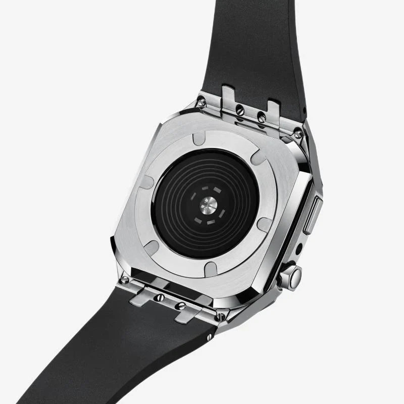 Straplix AP9006 Silicone Band with Stainless Steel Case for Apple Watch – Sport Retrofit Kit Compatible with 44mm 45mm