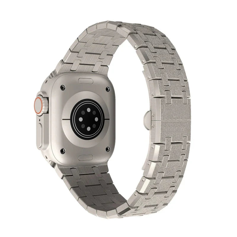 Straplix AP Stainless Steel Flashing Band for Apple Watch – Polished Metal Strap Compatible with 44mm 45mm 46mm 49mm