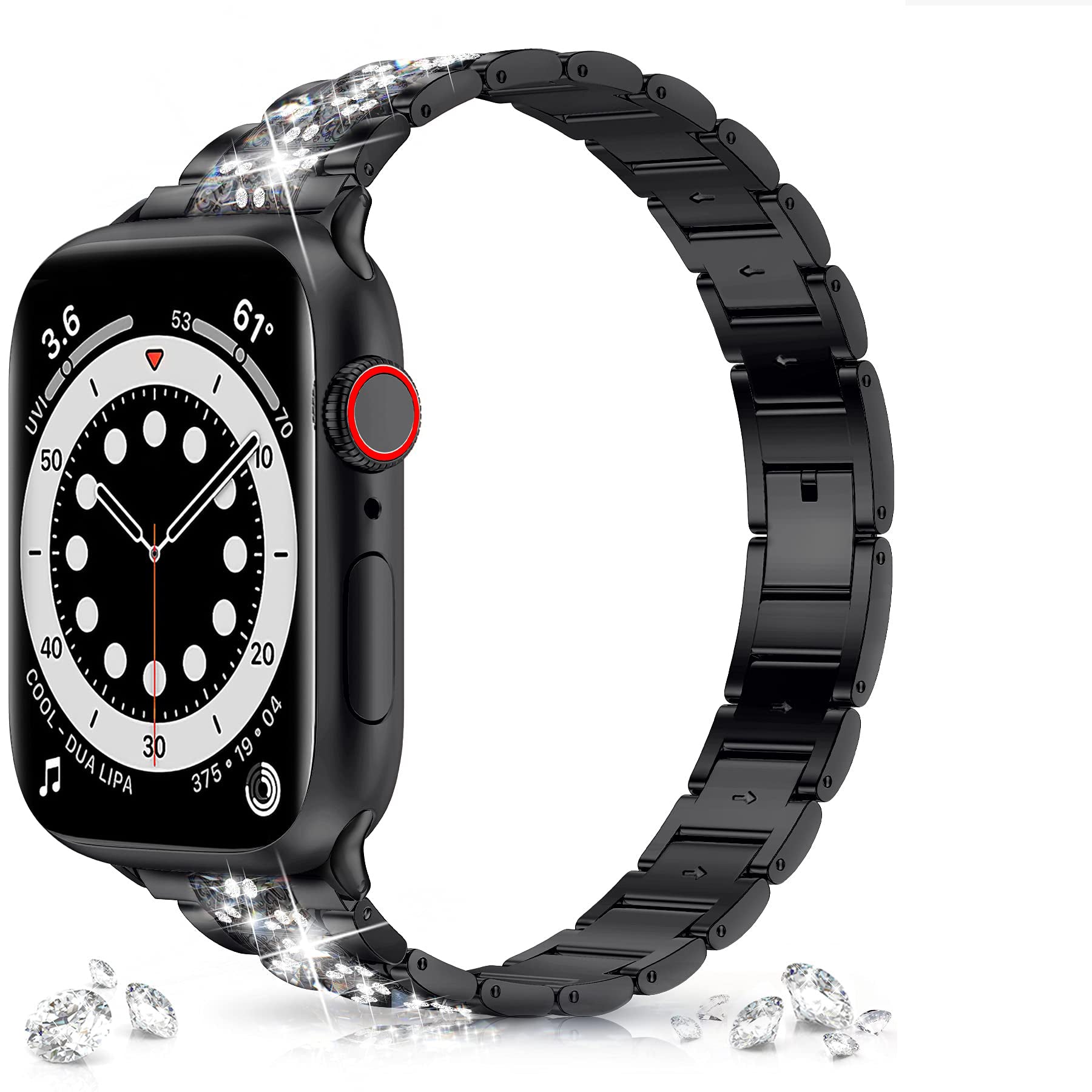 Straplix Bling Diamond Metal Band for Apple Watch – Sparkling Bracelet Strap for Women, Compatible with 38mm 40mm 41mm