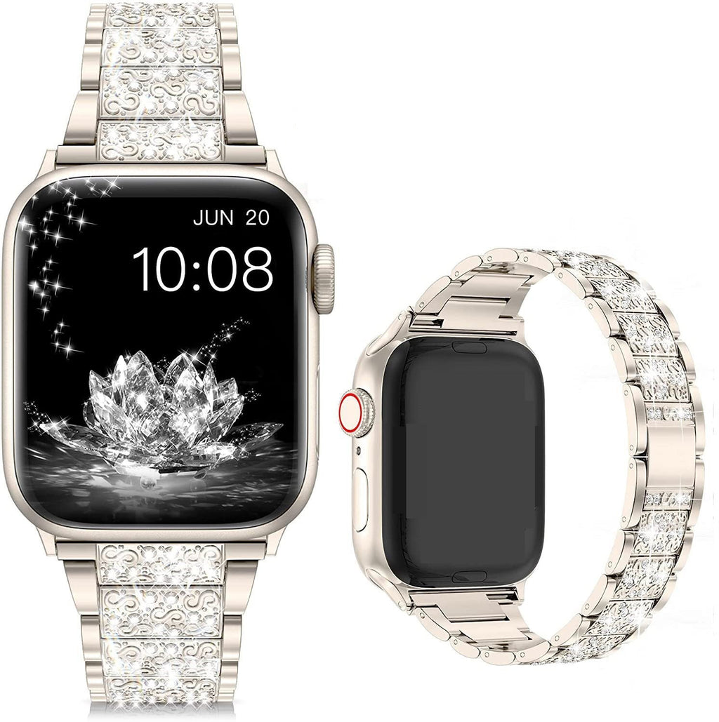 Straplix Bling Diamond Metal Band for Apple Watch – Sparkling Bracelet Strap for Women, Compatible with 38mm 40mm 41mm