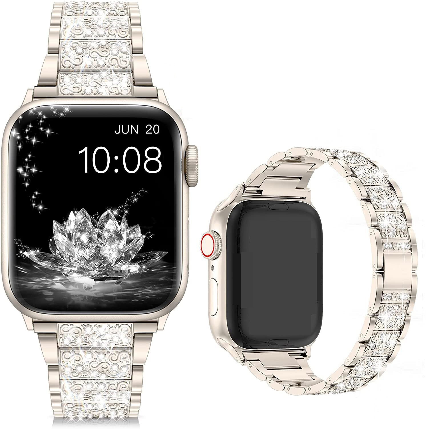 Straplix Bling Diamond Metal Band for Apple Watch – Sparkling Bracelet Strap for Women, Compatible with 38mm 40mm 41mm