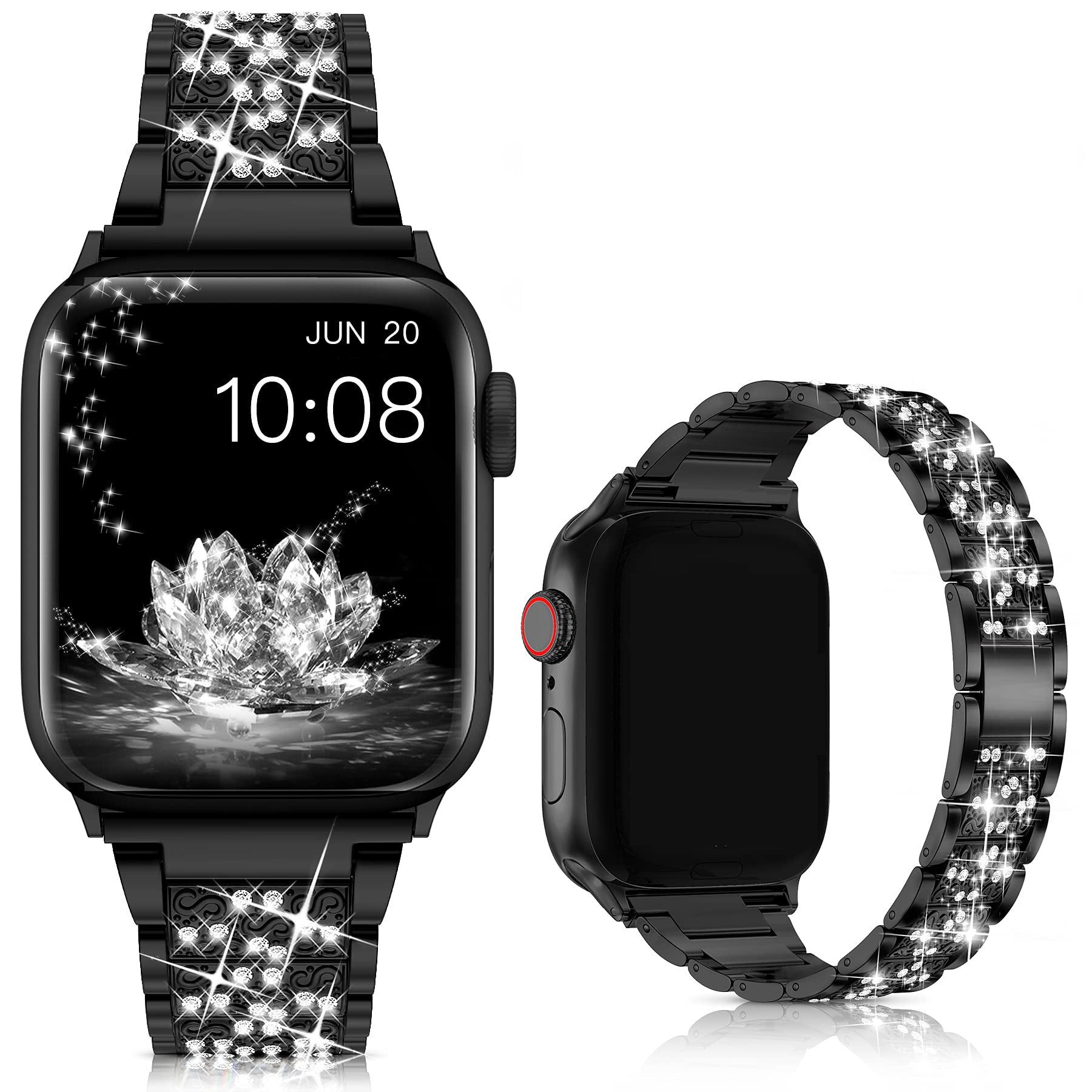 Straplix Bling Diamond Metal Band for Apple Watch – Sparkling Bracelet Strap for Women, Compatible with 38mm 40mm 41mm