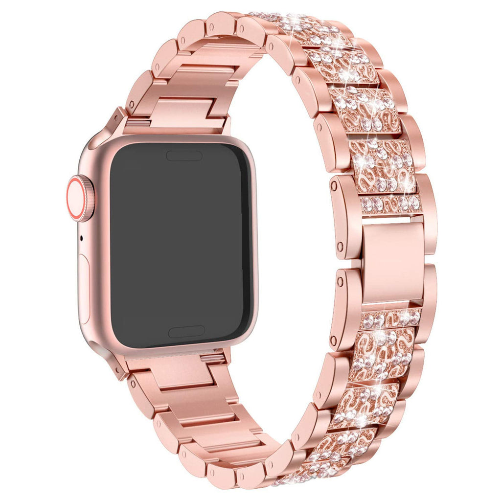 Straplix Bling Diamond Metal Band for Apple Watch – Sparkling Bracelet Strap for Women, Compatible with 38mm 40mm 41mm