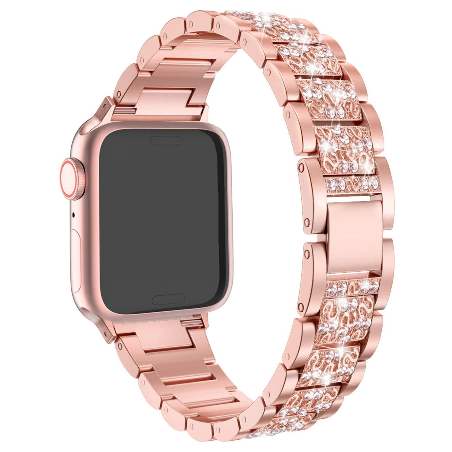 Straplix Bling Diamond Metal Band for Apple Watch – Sparkling Bracelet Strap for Women, Compatible with 38mm 40mm 41mm