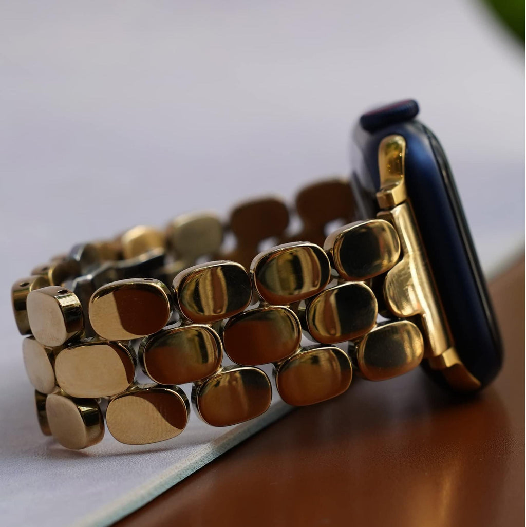 Straplix Cute Dot Triple-Bead Band for Apple Watch – Stylish Stainless Steel Bracelet Strap for Women, Compatible with 38mm 40mm 41mm 42mm 44mm 45mm 46mm 49mm