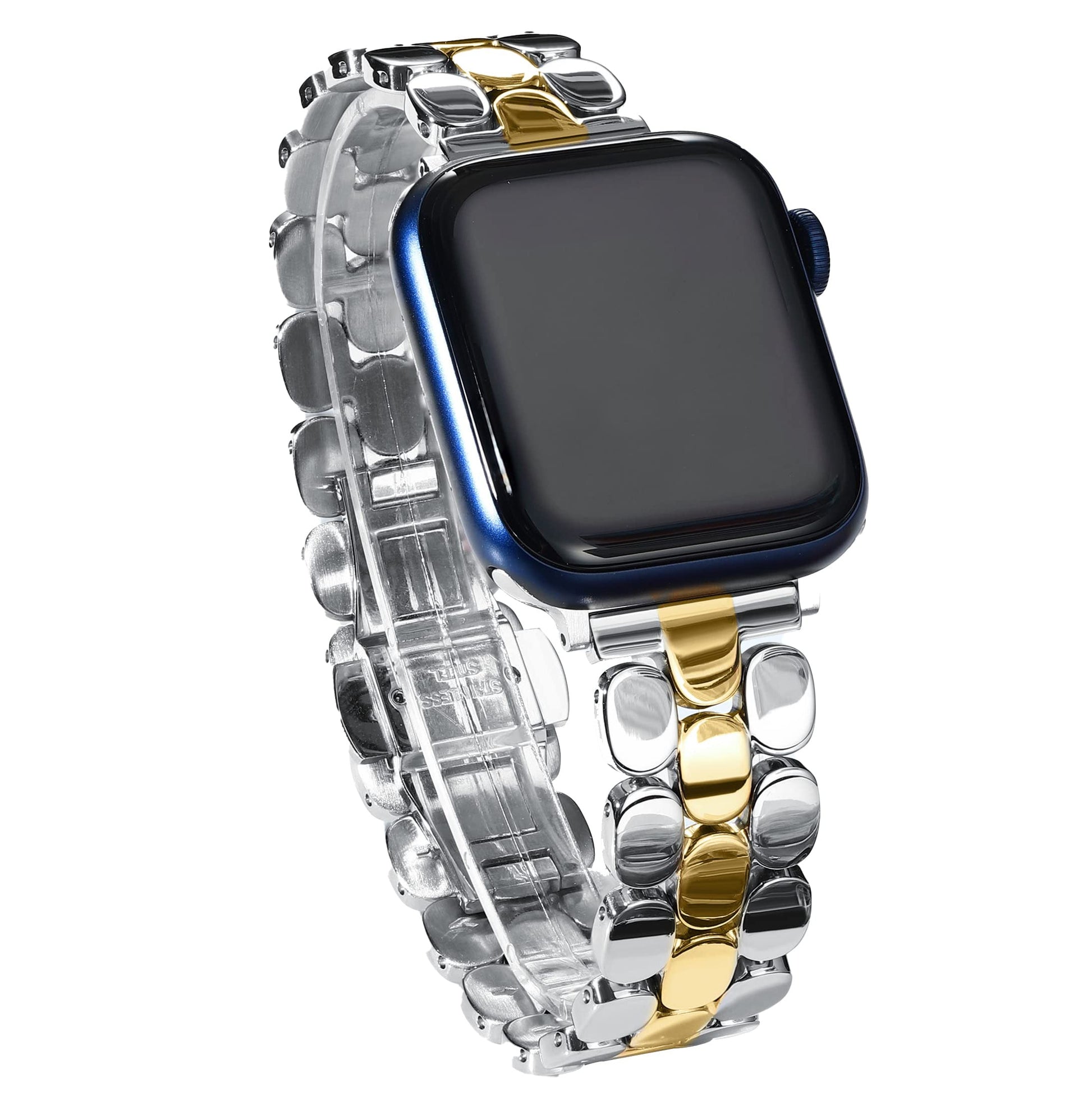 Straplix Cute Dot Triple-Bead Band for Apple Watch – Stylish Stainless Steel Bracelet Strap for Women, Compatible with 38mm 40mm 41mm 42mm 44mm 45mm 46mm 49mm