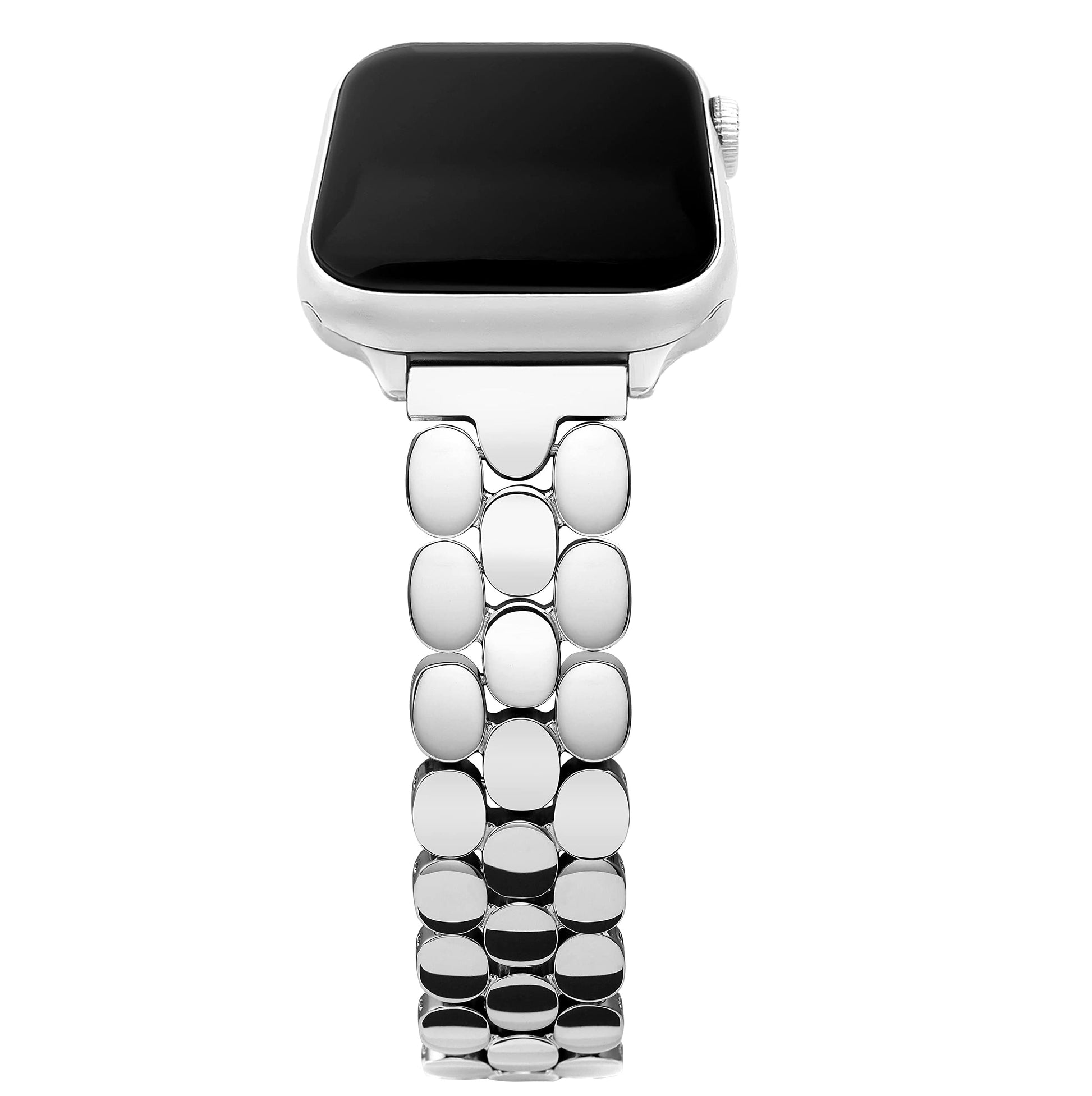 Straplix Cute Dot Triple-Bead Band for Apple Watch – Stylish Stainless Steel Bracelet Strap for Women, Compatible with 38mm 40mm 41mm 42mm 44mm 45mm 46mm 49mm