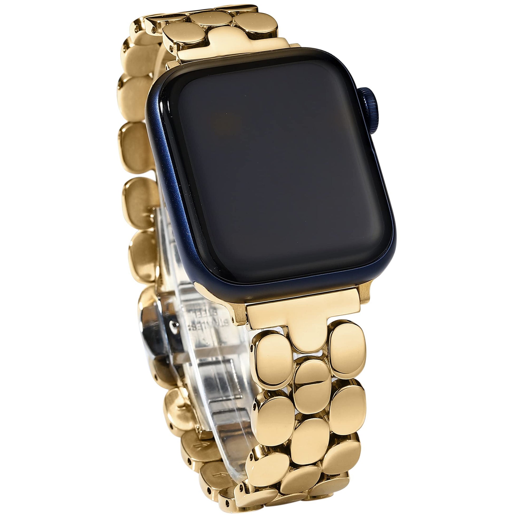 Straplix Cute Dot Triple-Bead Band for Apple Watch – Stylish Stainless Steel Bracelet Strap for Women, Compatible with 38mm 40mm 41mm 42mm 44mm 45mm 46mm 49mm