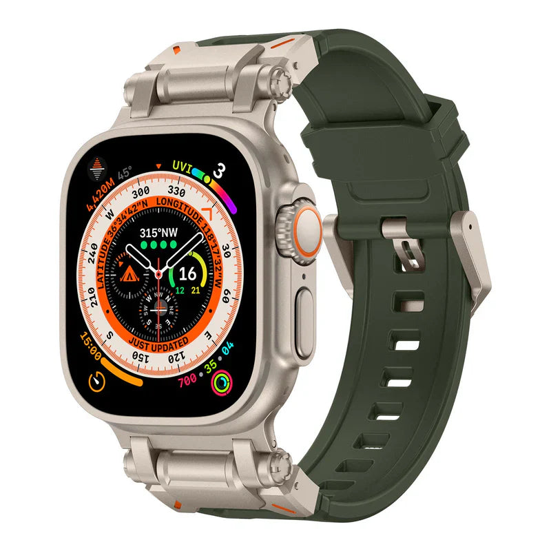 Explorer FKM Rubber Band Compatible with Apple Watch – Durable Outdoor Strap for Series 1–9 & Ultra