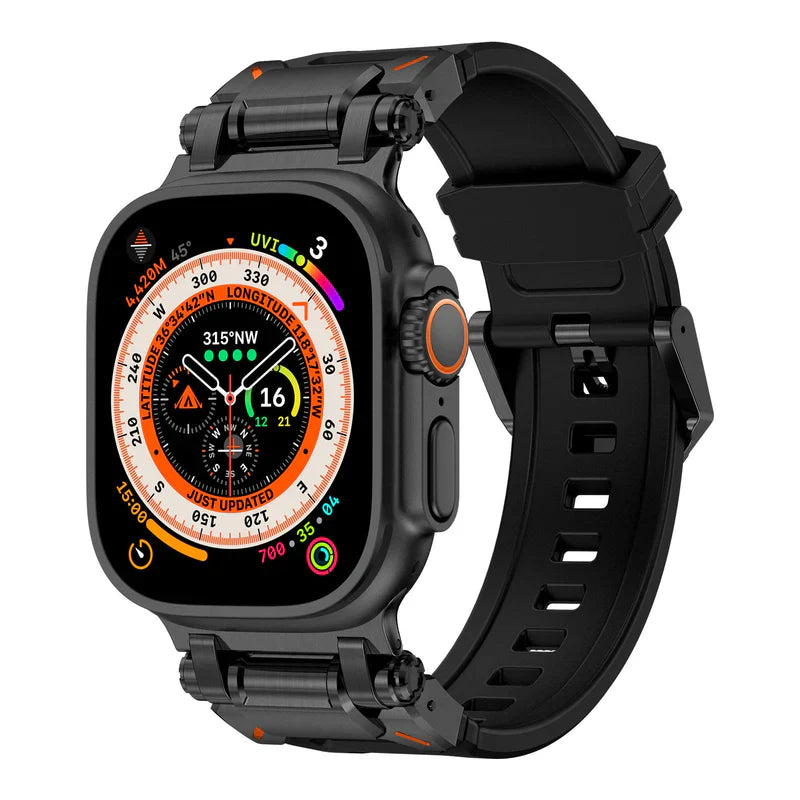 Explorer FKM Rubber Band Compatible with Apple Watch – Durable Outdoor Strap for Series 1–9 & Ultra
