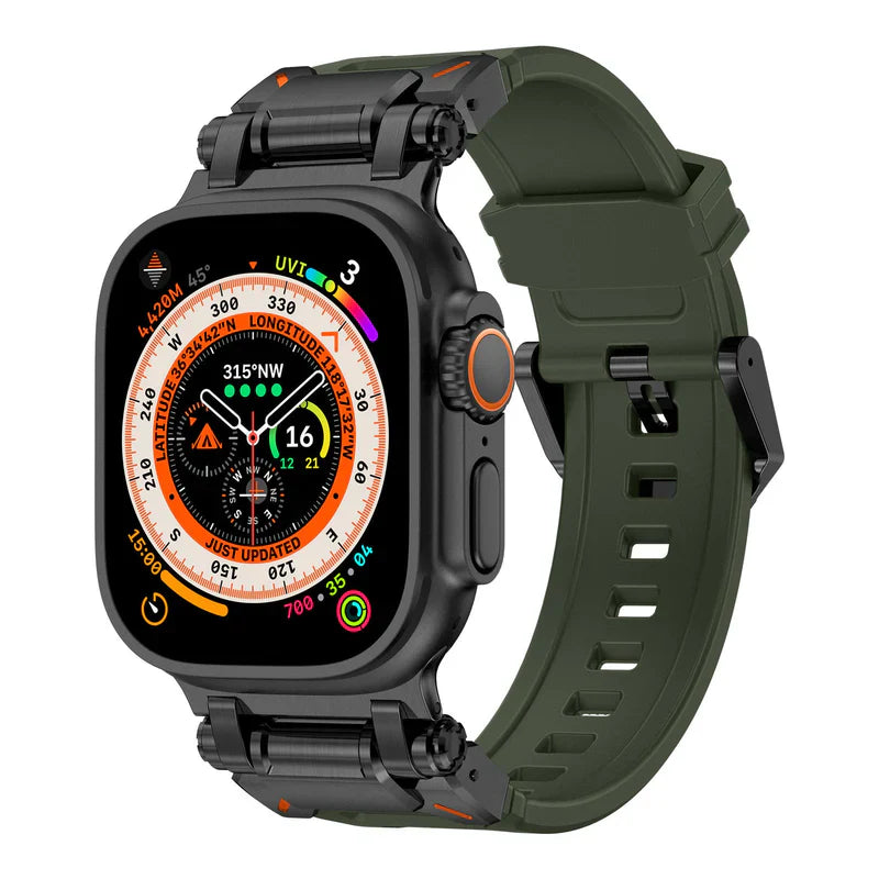 Explorer FKM Rubber Band Compatible with Apple Watch – Durable Outdoor Strap for Series 1–9 & Ultra
