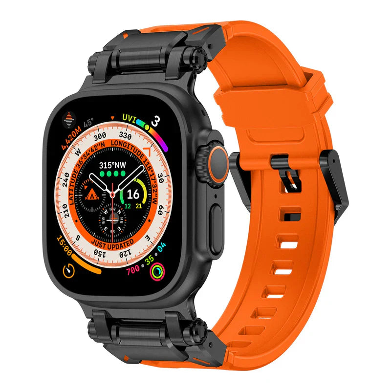 Explorer FKM Rubber Band Compatible with Apple Watch – Durable Outdoor Strap for Series 1–9 & Ultra