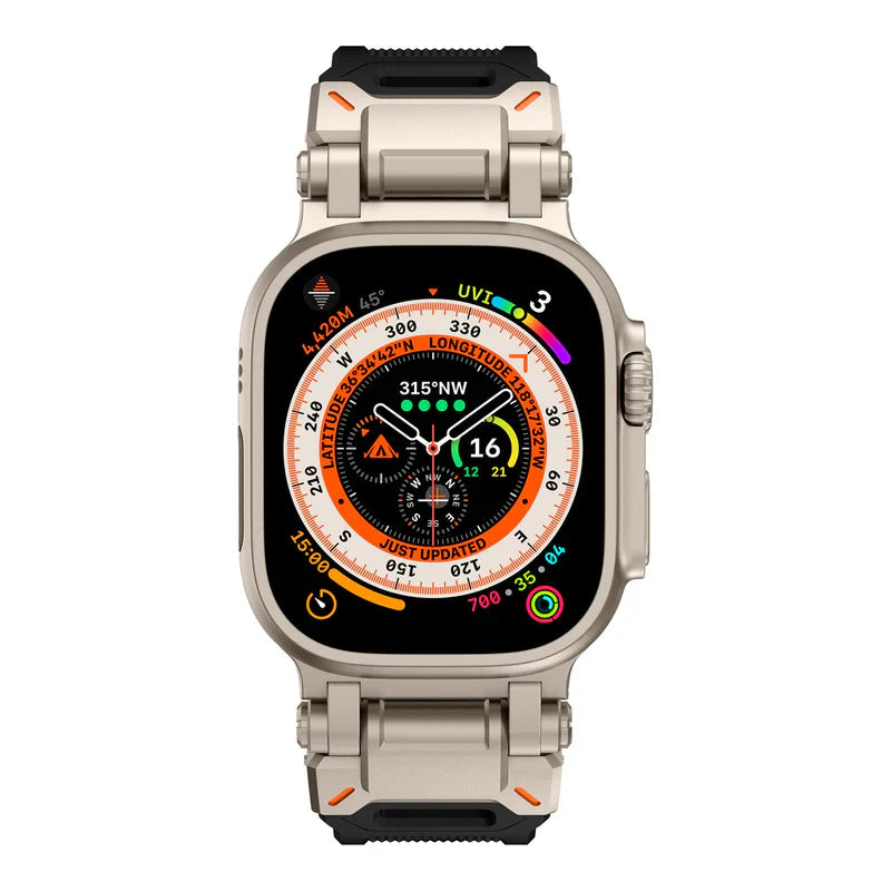 Explorer FKM Rubber Band Compatible with Apple Watch – Durable Outdoor Strap for Series 1–9 & Ultra