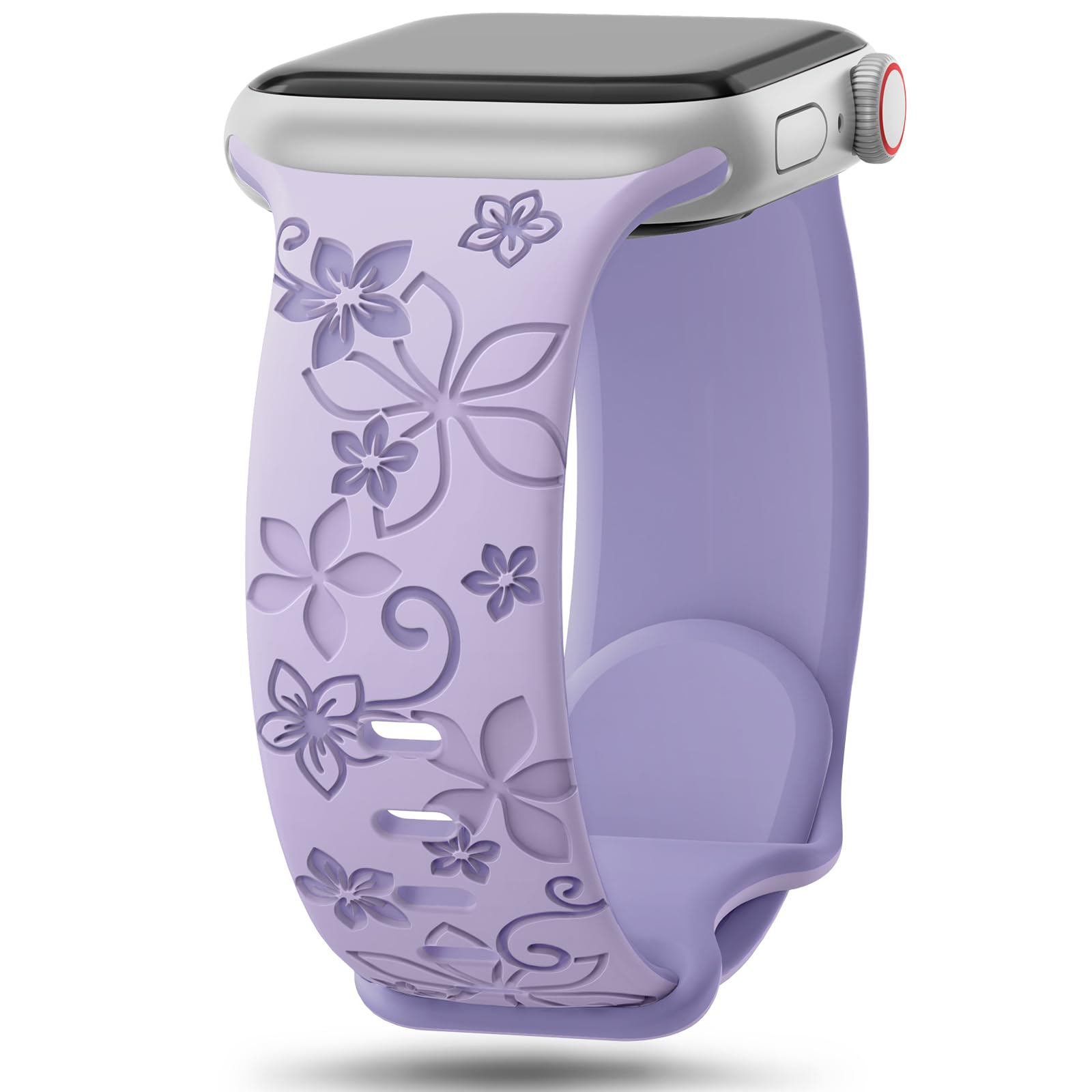 Straplix Floral Engraved Band for Apple Watch – Etched Stainless Steel Strap for Women, Compatible with 38mm 40mm 41mm 42mm 44mm 45mm 46mm 49mm