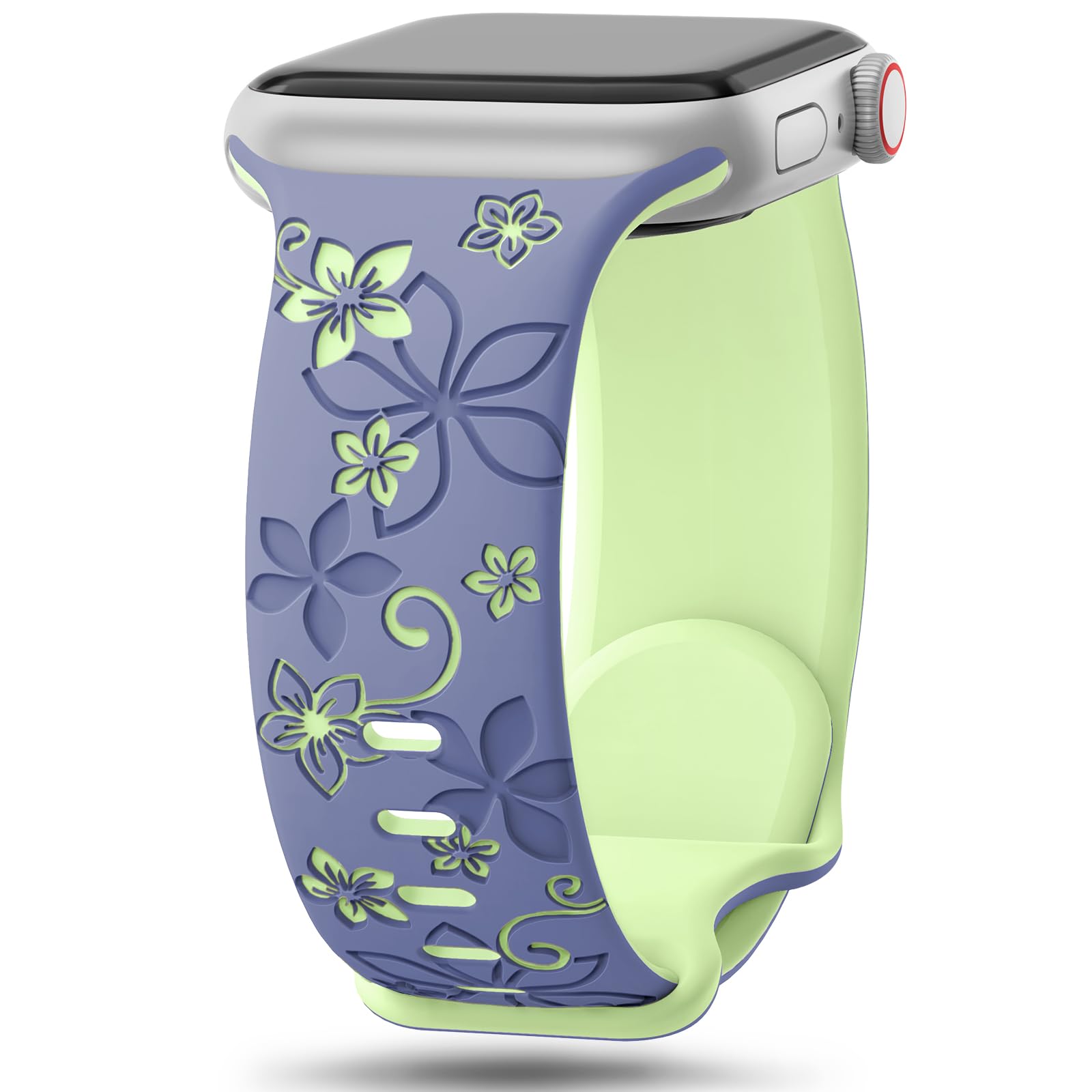 Straplix Floral Engraved Band for Apple Watch – Etched Stainless Steel Strap for Women, Compatible with 38mm 40mm 41mm 42mm 44mm 45mm 46mm 49mm