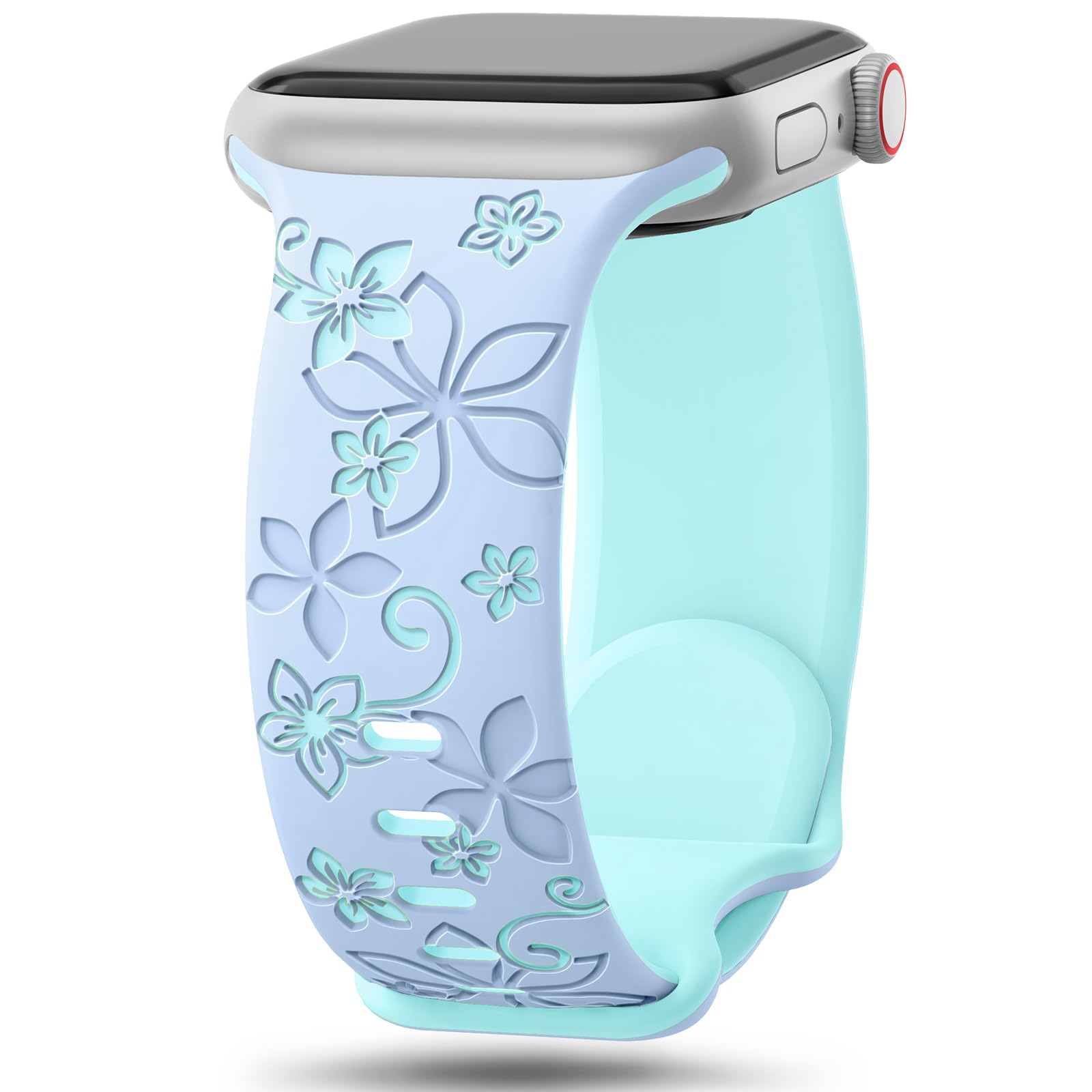 Straplix Floral Engraved Band for Apple Watch – Etched Stainless Steel Strap for Women, Compatible with 38mm 40mm 41mm 42mm 44mm 45mm 46mm 49mm