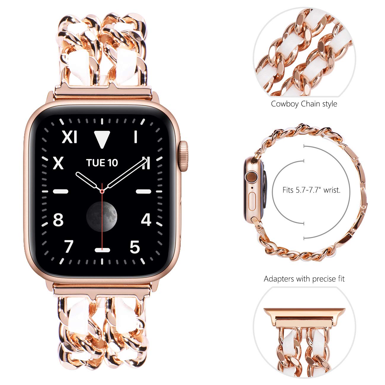 Straplix Jewelry Link Bracelet for Apple Watch – Elegant Metal Strap for Women, Compatible with 38mm 40mm 41mm 42mm 44mm 45mm 46mm 49mm