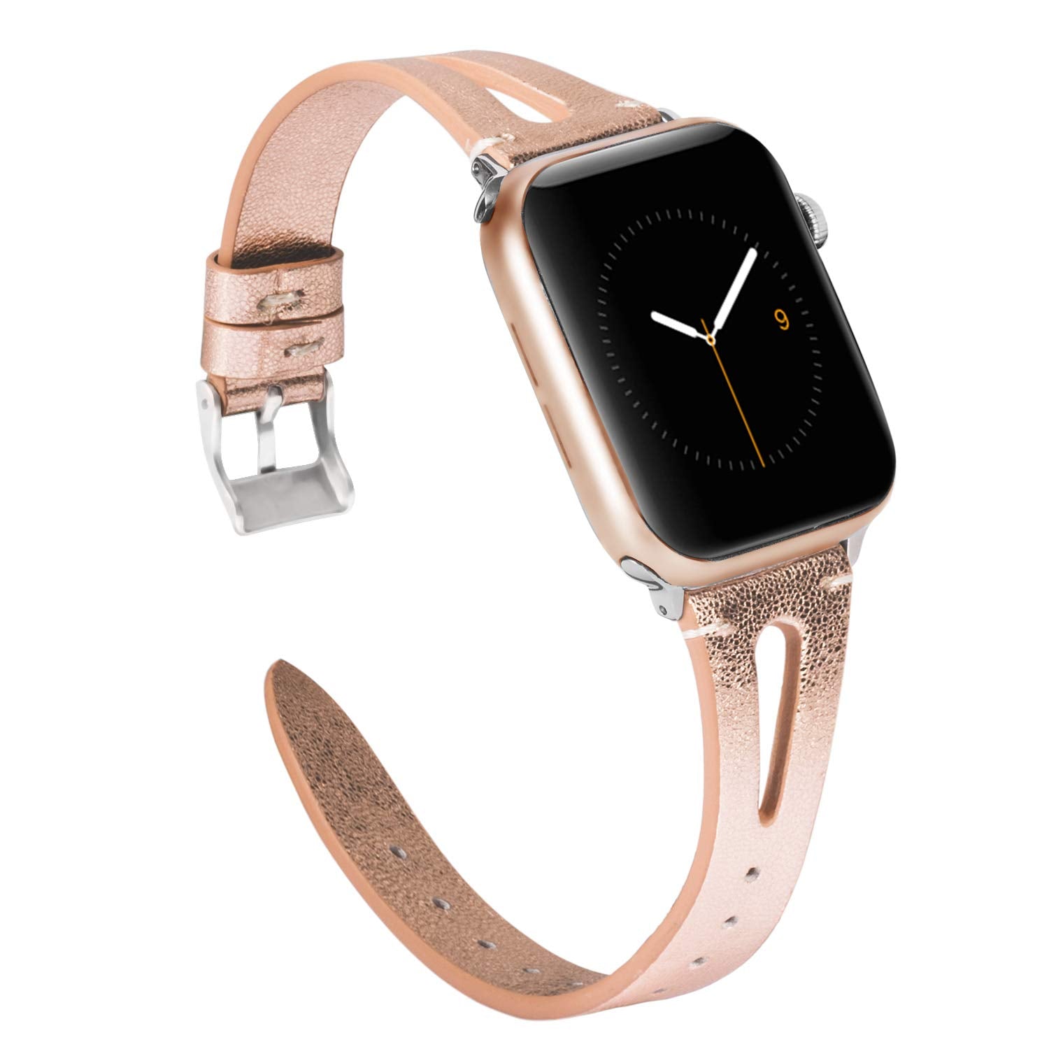 Straplix Leather Cutout Band for Apple Watch – Stylish Hollow Design Strap for Women, Compatible with 38mm 40mm 41mm 42mm 44mm 45mm 49mm