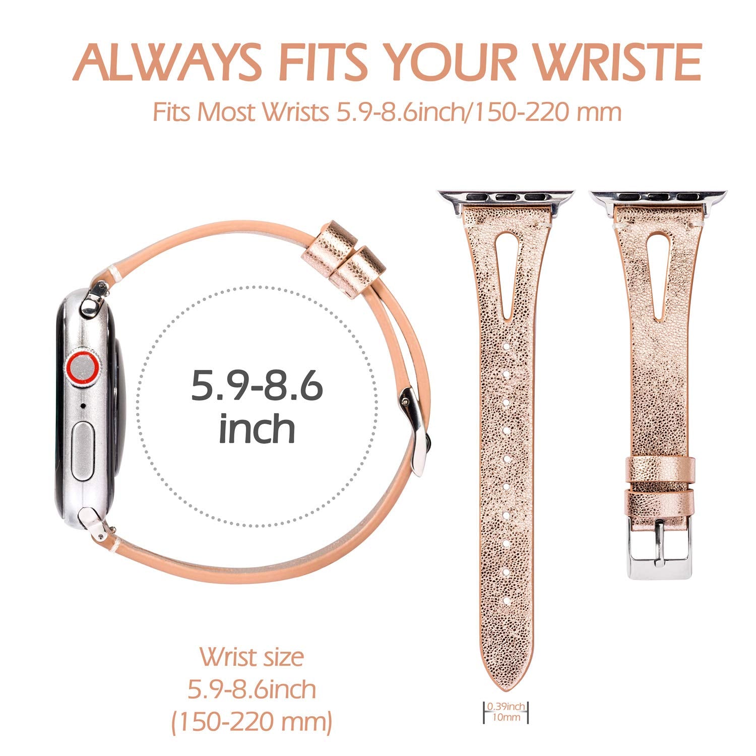 Straplix Leather Cutout Band for Apple Watch – Stylish Hollow Design Strap for Women, Compatible with 38mm 40mm 41mm 42mm 44mm 45mm 49mm