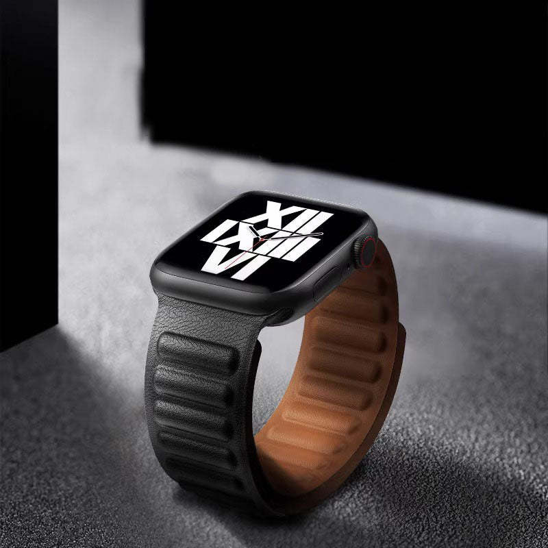 Straplix Magnetic Leather Link Band for Apple Watch – Genuine Leather Strap Compatible with 40mm 41mm 42mm 44mm 45mm 46mm 49mm