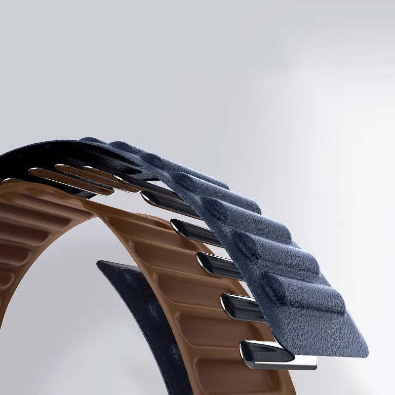 Straplix Magnetic Leather Link Band for Apple Watch – Genuine Leather Strap Compatible with 40mm 41mm 42mm 44mm 45mm 46mm 49mm