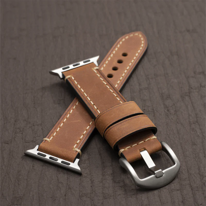 Straplix Premium Calf Leather Band for Apple Watch – Smooth Genuine Leather Strap Compatible with 40mm 41mm 42mm 44mm 45mm 46mm 49mm