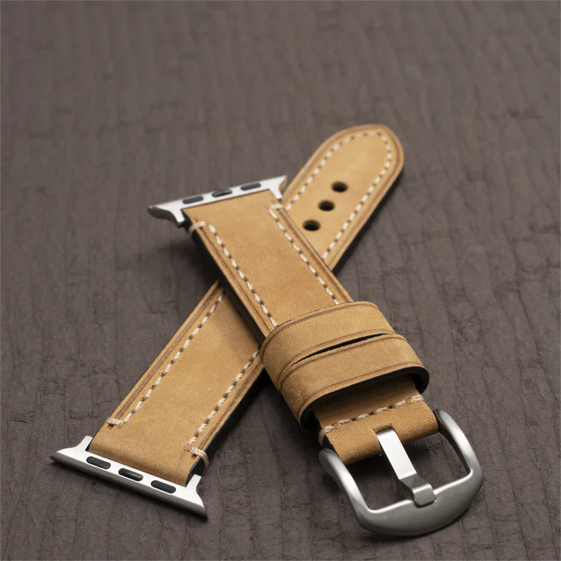 Straplix Premium Calf Leather Band for Apple Watch – Smooth Genuine Leather Strap Compatible with 40mm 41mm 42mm 44mm 45mm 46mm 49mm