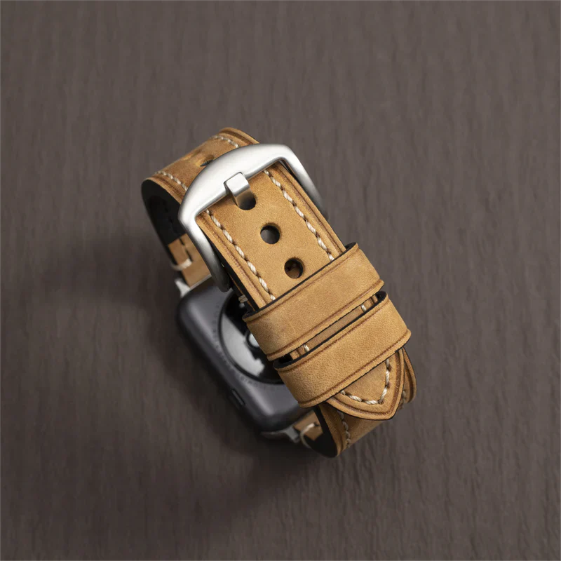 Straplix Premium Calf Leather Band for Apple Watch – Smooth Genuine Leather Strap Compatible with 40mm 41mm 42mm 44mm 45mm 46mm 49mm