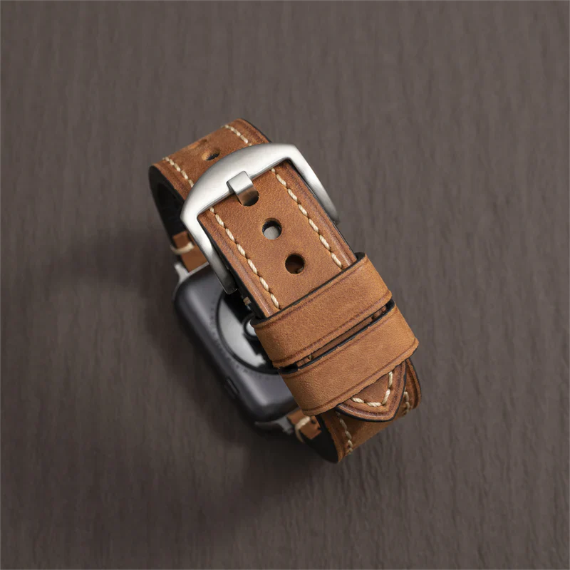 Straplix Premium Calf Leather Band for Apple Watch – Smooth Genuine Leather Strap Compatible with 40mm 41mm 42mm 44mm 45mm 46mm 49mm