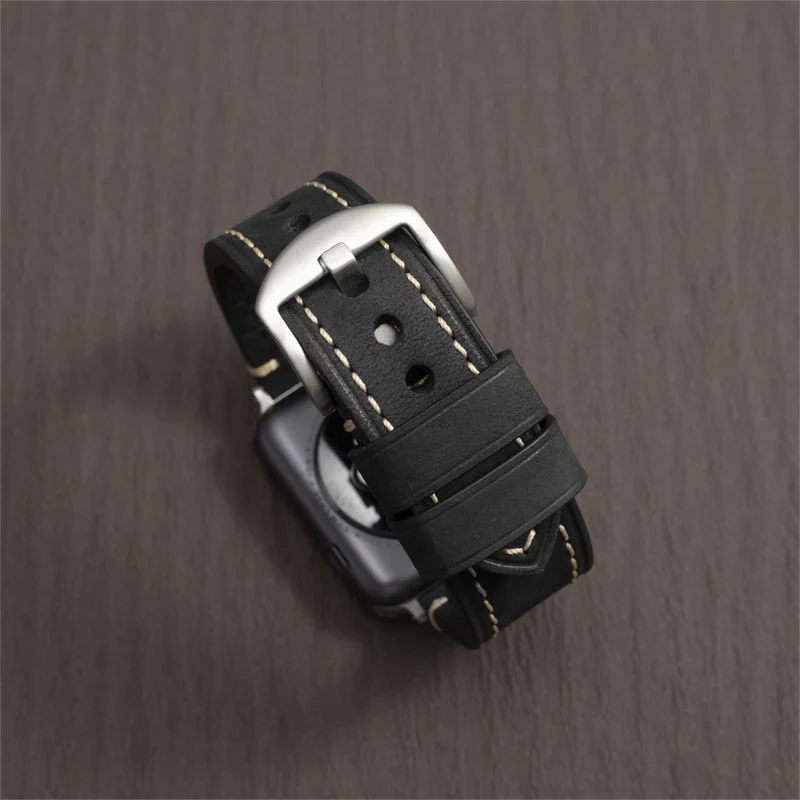 Straplix Premium Calf Leather Band for Apple Watch – Smooth Genuine Leather Strap Compatible with 40mm 41mm 42mm 44mm 45mm 46mm 49mm