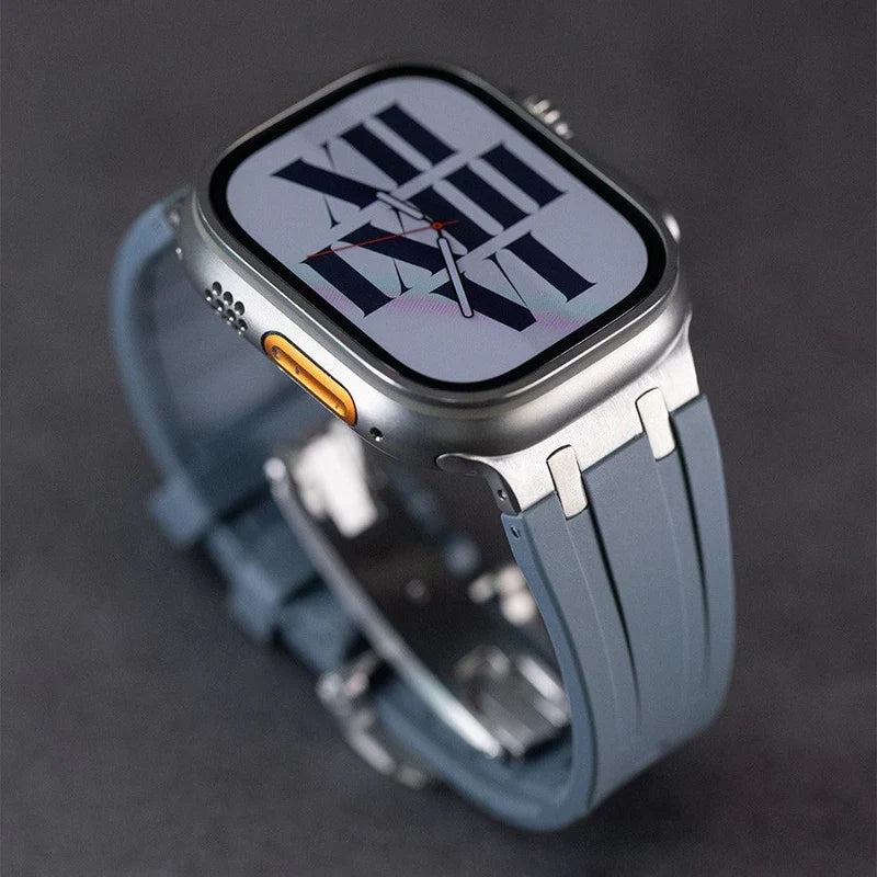 Thick Silicone Band with Titanium Adapter Compatible with Apple Watch – Rugged Strap for Series 1–9 & Ultra