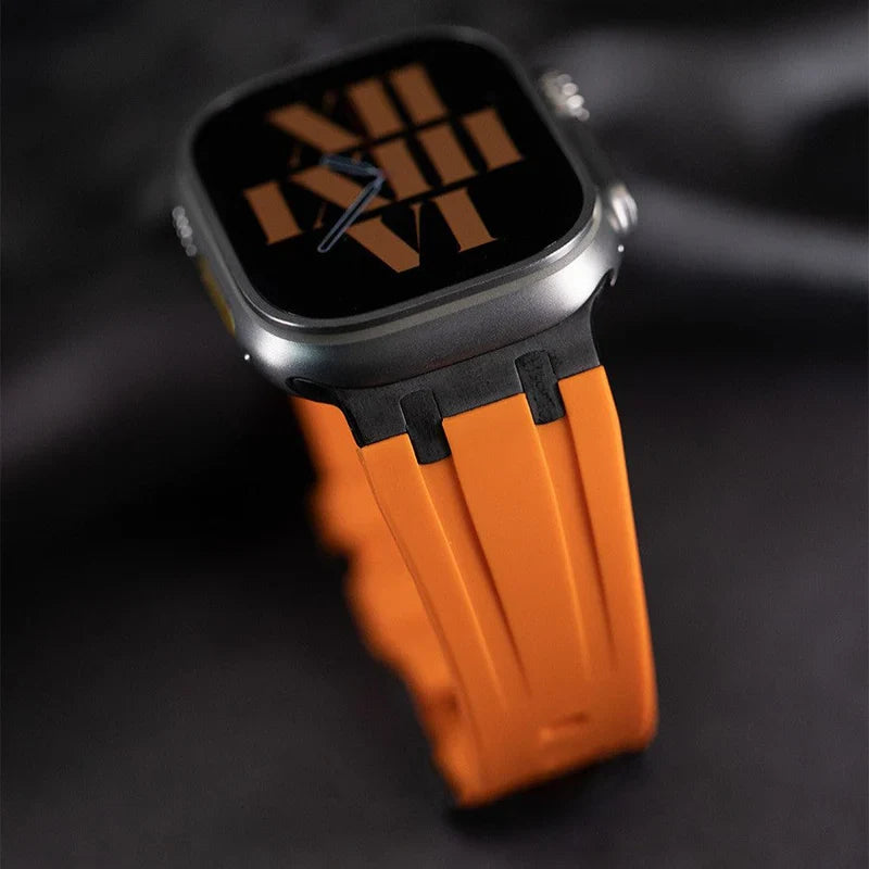 Thick Silicone Band with Titanium Adapter Compatible with Apple Watch – Rugged Strap for Series 1–9 & Ultra