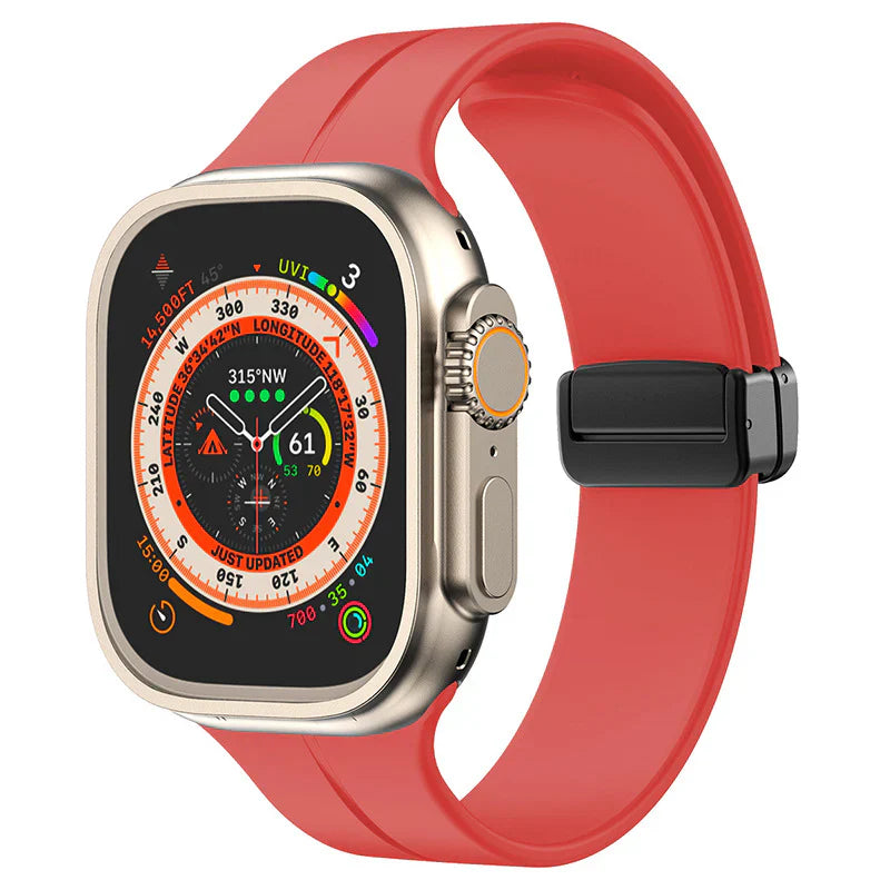 Straplix Magnetic Folding Silicone Band for Apple Watch – Simple Soft Strap Compatible with 40mm 41mm 42mm 44mm 45mm 46mm 49mm