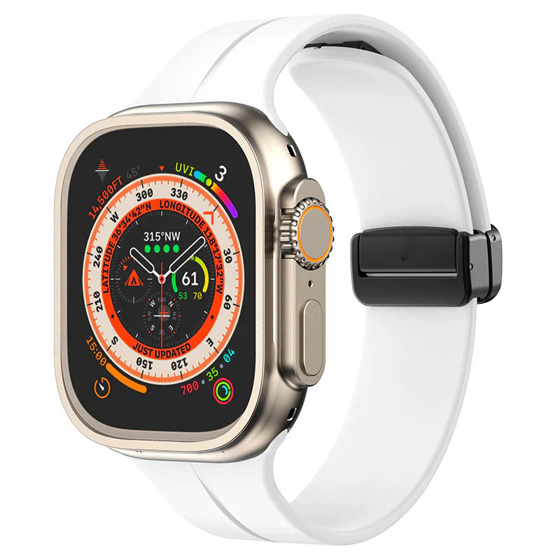 Straplix Magnetic Folding Silicone Band for Apple Watch – Simple Soft Strap Compatible with 40mm 41mm 42mm 44mm 45mm 46mm 49mm