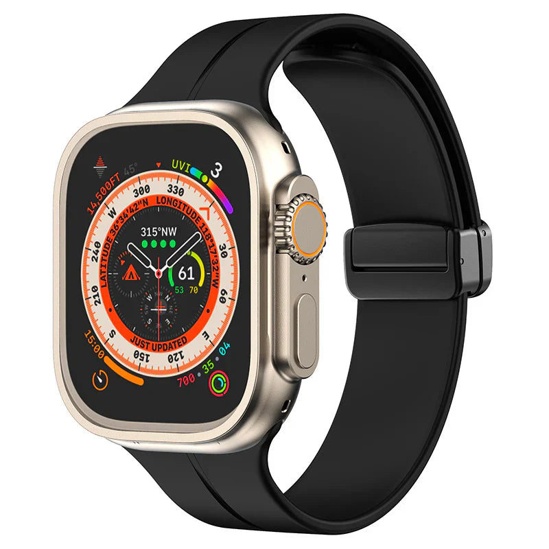 Straplix Magnetic Folding Silicone Band for Apple Watch – Simple Soft Strap Compatible with 40mm 41mm 42mm 44mm 45mm 46mm 49mm